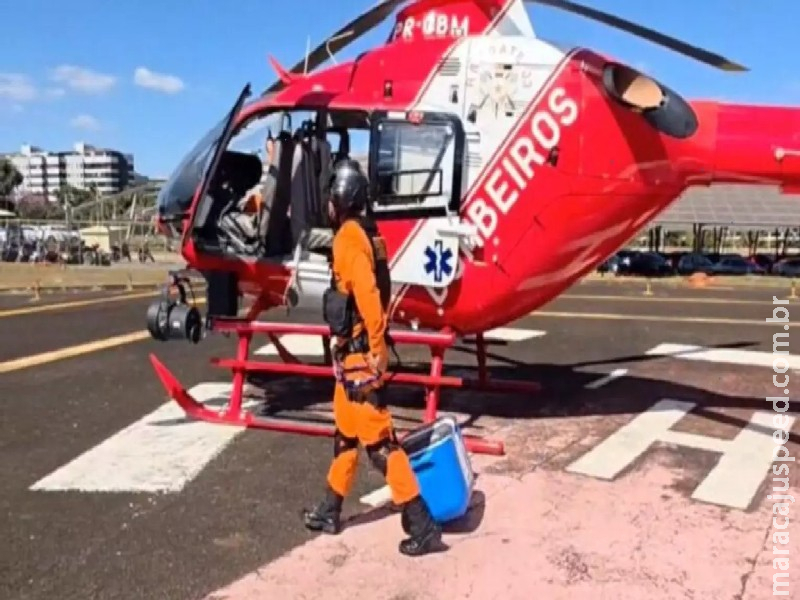 De MS para DF: coração é levado em helicóptero para Hospital das Forças Armadas De MS para DF: coração é levado em helicóptero para Hospital das Forças Armadas