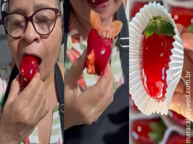 Dona quase perde a dentadura ao comer morango do amor