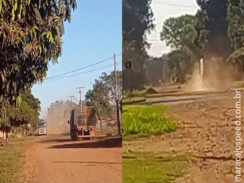 Moradores realizam manifestação contra caminhões que desviam de fiscalização na BR-262 em Campo Grande