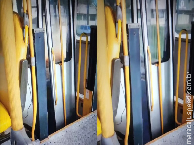Passageira flagra ônibus do Consórcio Guaicurus circulando com a porta estragada em Campo Grande