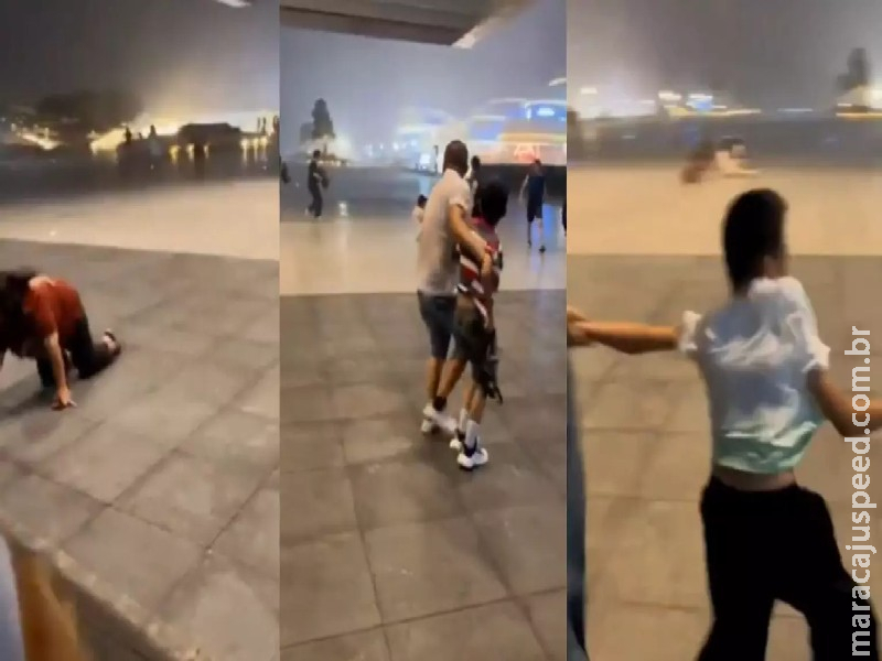 Pessoas são arrastadas durante passagem de tufão na China