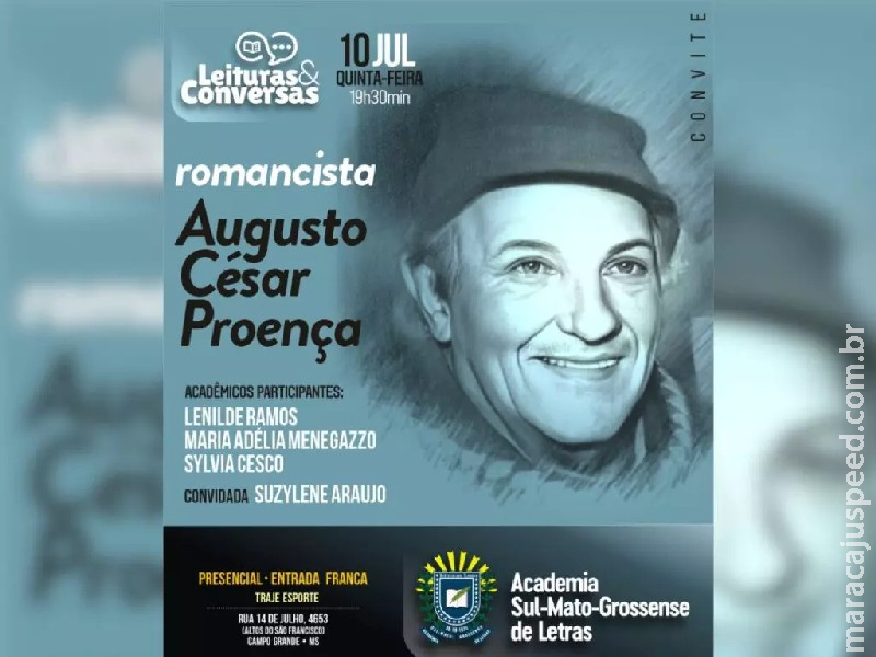Projeto Leituras & Conversas, da ASL, homenageia romancista neste mês de julho Projeto Leituras & Conversas, da ASL, homenageia romancista neste mês de julho