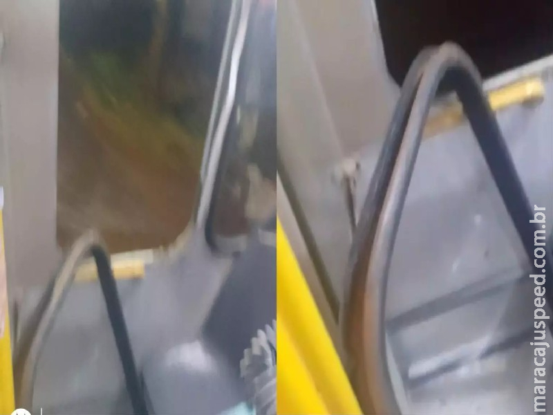 Ônibus sucateado do Consórcio Guaicurus faz percurso sem janela Ônibus sucateado do Consórcio Guaicurus faz percurso sem janela