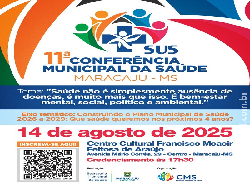 Secretaria Municipal de Saúde de Maracaju convoca população para a 11ª Conferência Municipal da Saúde Secretaria Municipal de Saúde de Maracaju convoca população para a 11ª Conferência Municipal da Saúde