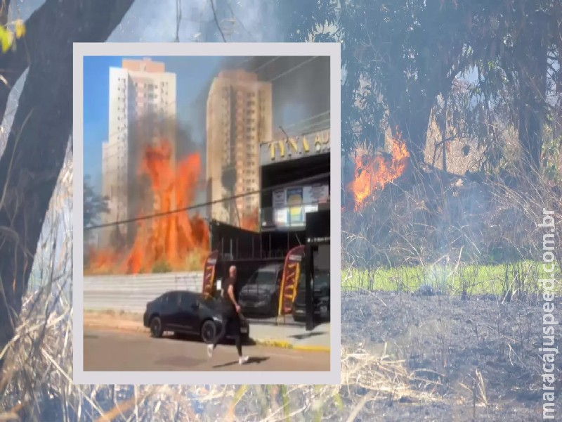 “Assustador”: Vídeo mostra correria e fogo alto chegando em comércio