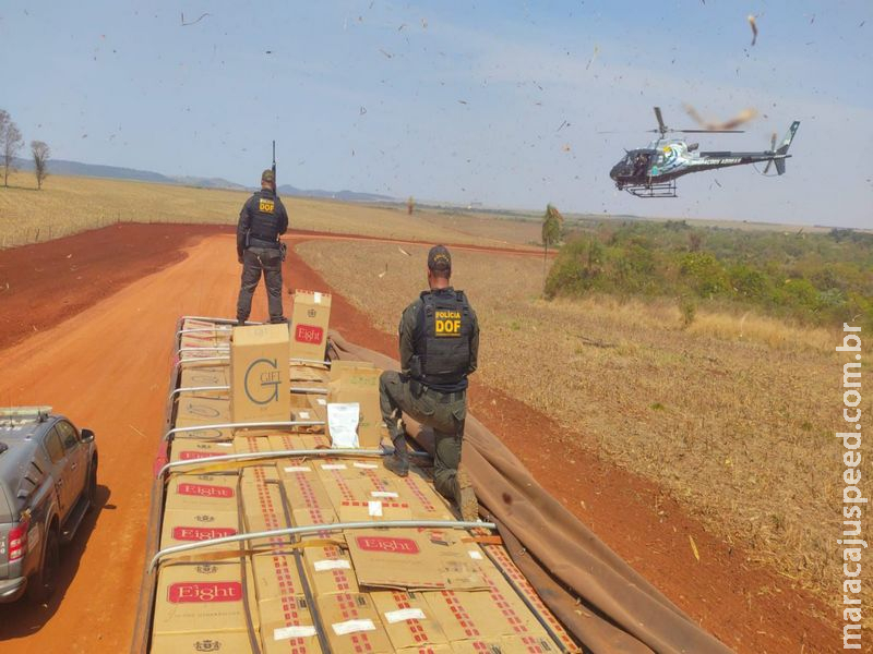 DOF intercepta carga de R$ 2,2 milhões em cigarros e agrotóxicos contrabandeados em Maracaju DOF intercepta carga de R$ 2,2 milhões em cigarros e agrotóxicos contrabandeados em Maracaju
