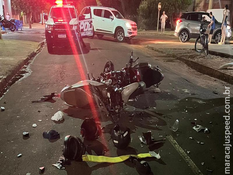 Grave acidente entre duas motocicletas deixa três homens em estado grave em Maracaju
