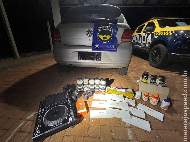Polícia Rodoviária apreende carga com Apple Watches, câmeras profissionais e medicamentos em Maracaju Polícia Rodoviária apreende carga com Apple Watches, câmeras profissionais e medicamentos em Maracaju