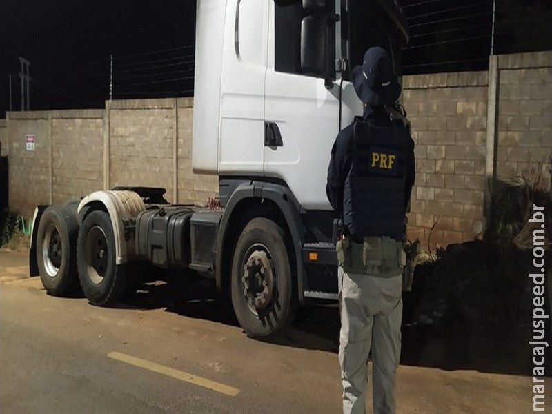 PRF apreende em Água Clara (MS) caminhão utilizado em golpe de roubo de cargas em GO