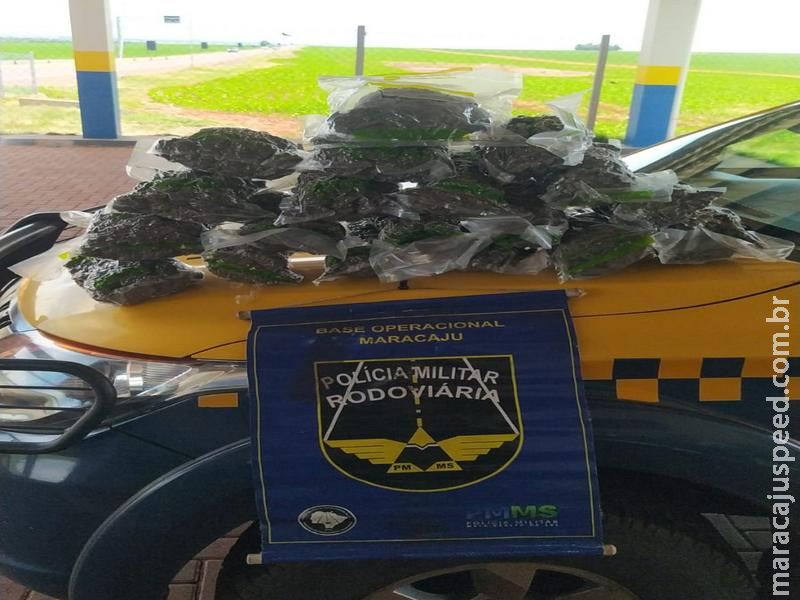 BPMRv apreende 9,6 kg de skank escondidos em mala de passageiro na MS-162 em Maracaju