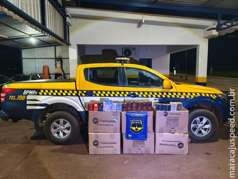 BPMRv apreende carga de perfumes irregulares transportada em ônibus interestadual em Nova Andradina