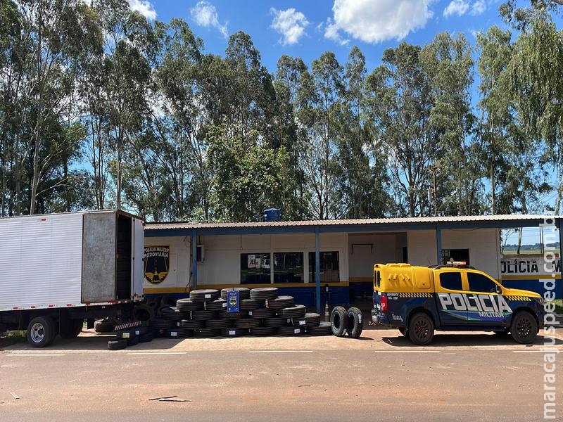 BPMRv apreende carga de pneus irregulares avaliada em mais de R$ 355 mil em Aquidabã