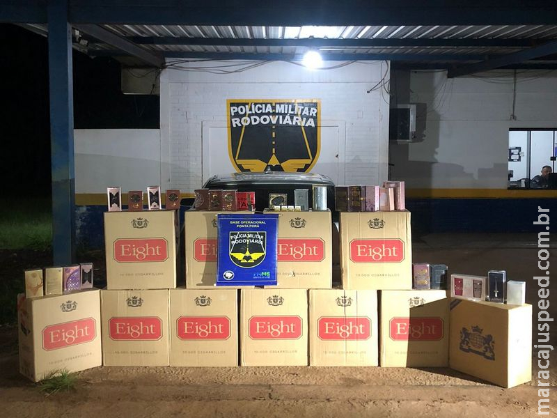 BPMRv Apreende Cigarros, Perfumes e Medicamento Ilegal em Veículo na MS-164