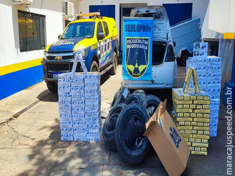 BPMRv apreende pneus e cigarros contrabandeados durante fiscalização em Campo Grande