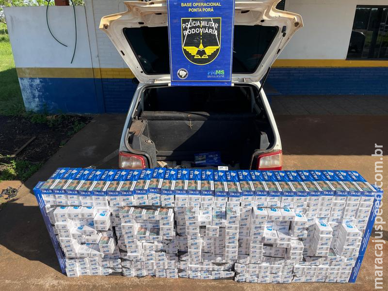 BPMRv intercepta carga de 500 pacotes de cigarros contrabandeados com destino a Maracaju