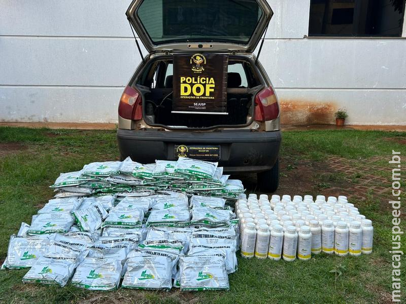 DOF apreende carro carregado com defensivos agrícolas que seriam entregues em Itaporã