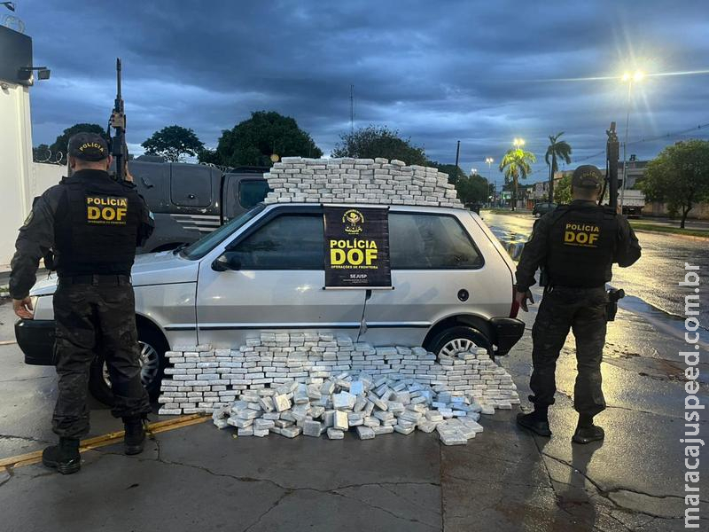 DOF descobre compartimentos secretos em Fiat Uno e apreende carga de maconha avaliada em R$ 350 mil