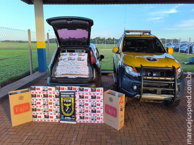 Maracaju: BPMRv apreende carga de cigarros contrabandeados após tentativa de fuga na MS-164