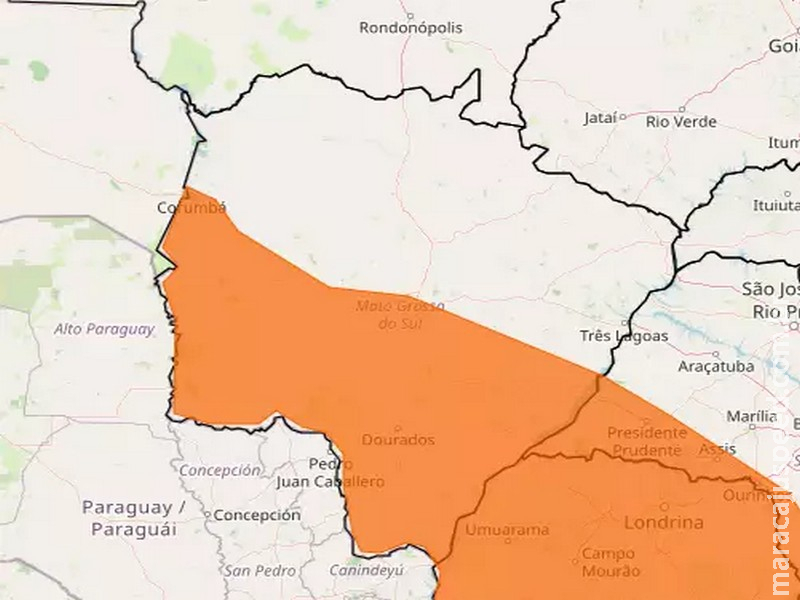 MS tem alerta de tempestade com risco de granizo e ventos de até 100 km/h