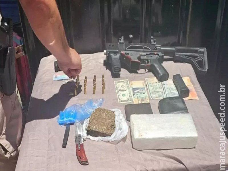 Polícia do Paraguai fecha lanchonete usada como fachada para tráfico e apreende fuzil e drogas