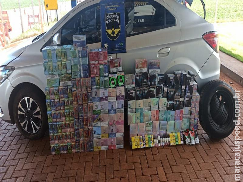 BPMRv apreende carga de cigarros eletrônicos e kit Starlink avaliada em R$ 131 mil após fuga em Maracaju