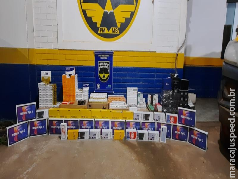 BPMRv apreende grande carregamento de medicamentos e eletrônicos durante fiscalização na MS-164
