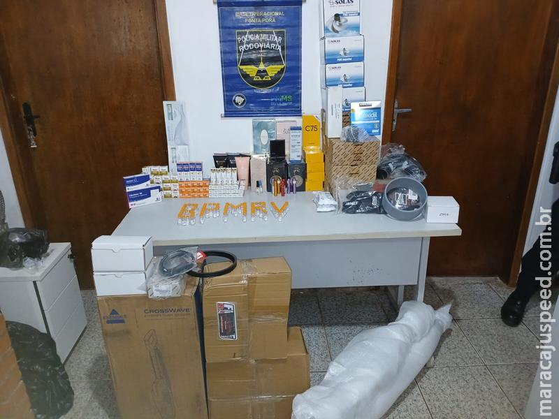 BPMRv apreende mercadorias contrabandeadas durante fiscalização na MS-164, em Aquidabã