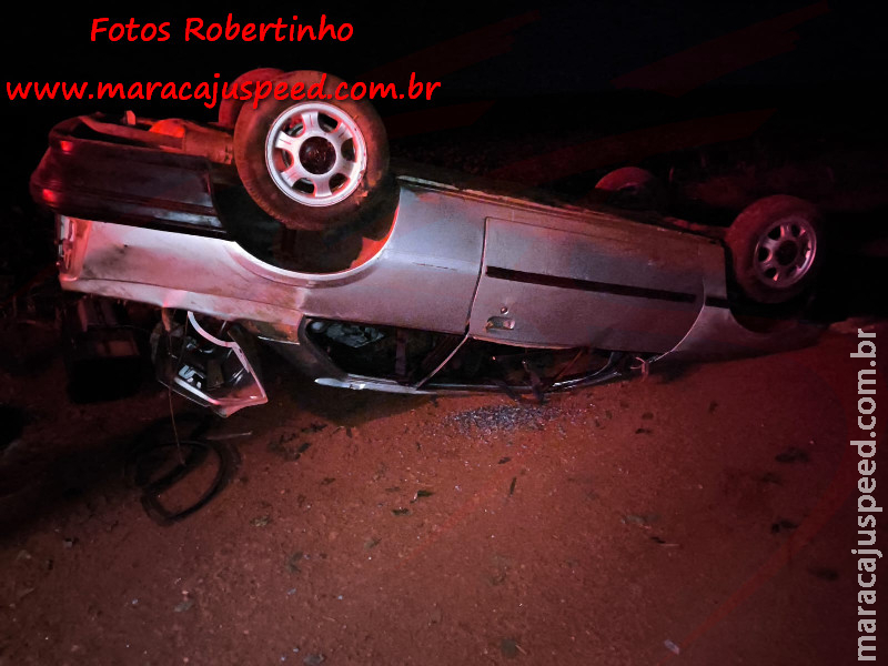 Capotamento em estrada vicinal deixa adolescente com afundamento de crânio e TCE grave perto de Maracaju