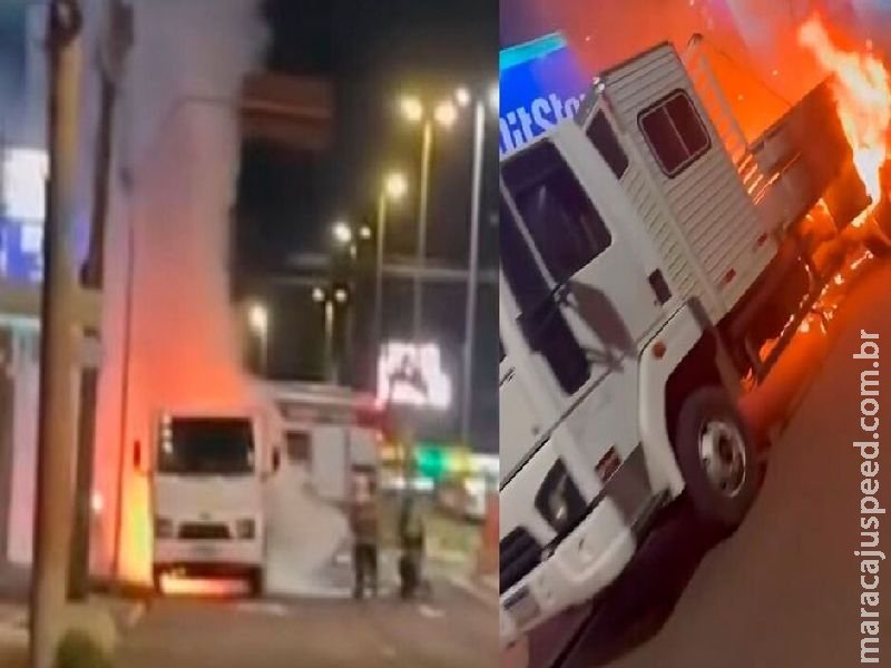Filho furta caminhão do pai e veículo pega fogo na Eduardo Elias Zahran  