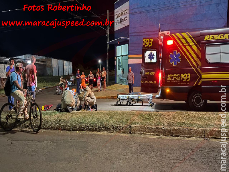 Grave: Ciclista é socorrido com afundamento de crânio após colisão em cruzamento de Maracaju