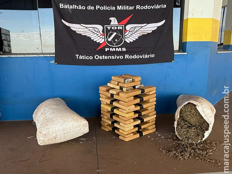 Maracaju: BPMRv apreende mais de 58 kg de drogas e causa prejuízo de R$ 305 mil após perseguição na MS-164