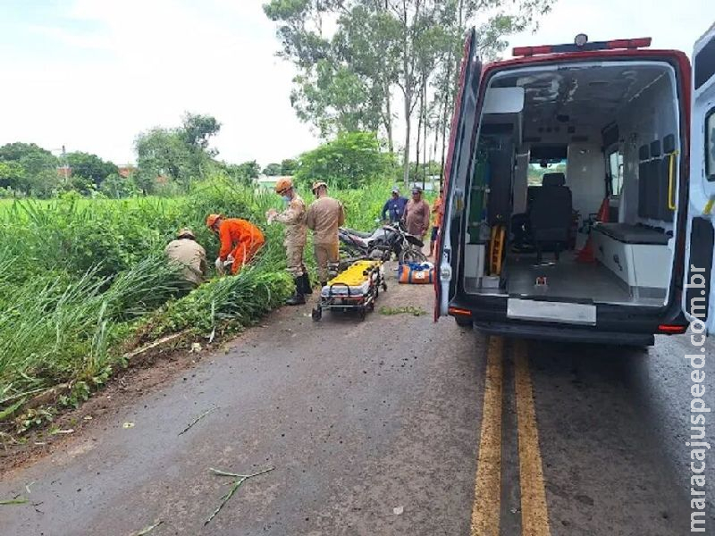 Motociclista sofre acidente e tem traumatismo craniano em Miranda  