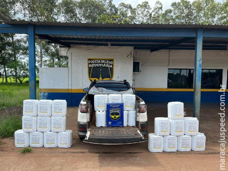 Polícia encontra 500 litros de agrotóxico contrabandeado na MS-164 em Ponta Porã