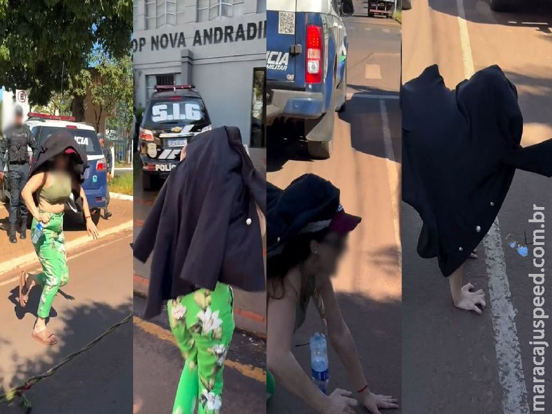 Presa vira chacota ao tropeçar em corda e cair em frente à delegacia de MS: ‘Humilhação do diabo’