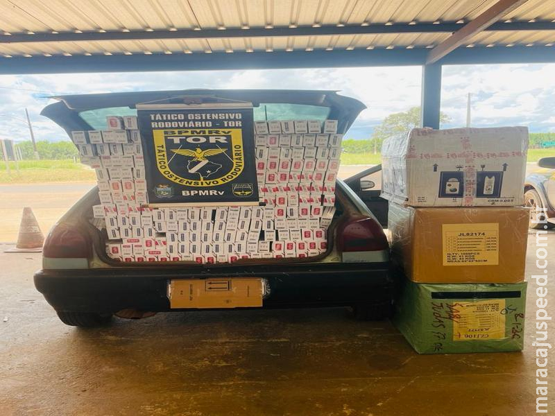 BPMRv apreende cigarros e mercadorias estrangeiras durante fiscalização na MS-164
