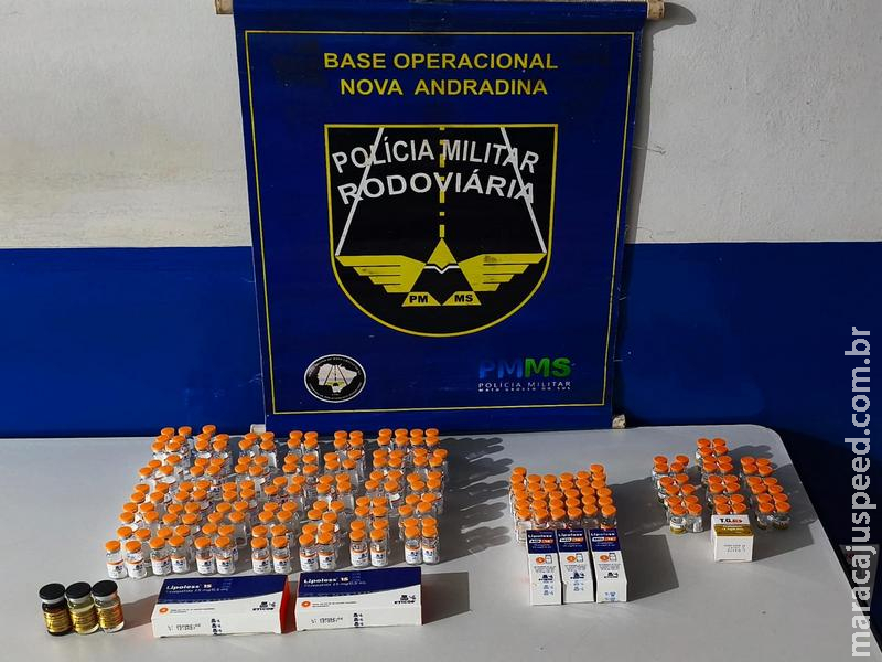 BPMRv apreende medicamentos contrabandeados em ônibus durante fiscalização no Vale do Ivinhema