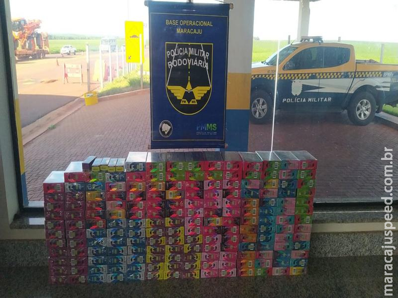 BPMRv intercepta em Maracaju carregamento de cigarros eletrônicos avaliado em R$ 34 mil