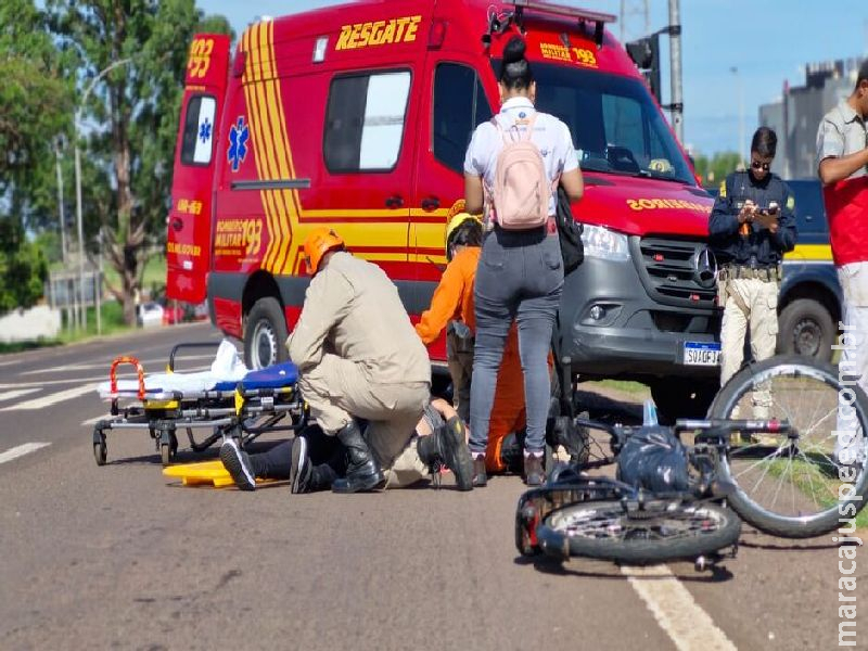 Ciclista é atropelada por motocicleta na Av.Ministro João Arinos