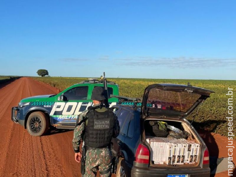 Contrabandista abandona carro e acaba preso em plantação de soja após perseguição