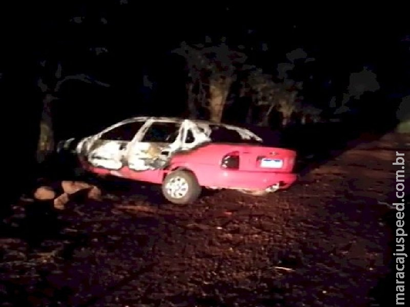 Corpo é encontrado carbonizado em veículo incendiado em Rio Brilhante na MS-465 