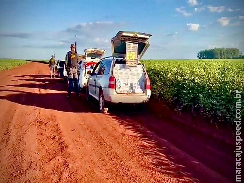 DOF intercepta comboio em Maracaju e apreende mais de 3 mil pacotes de cigarros paraguaios