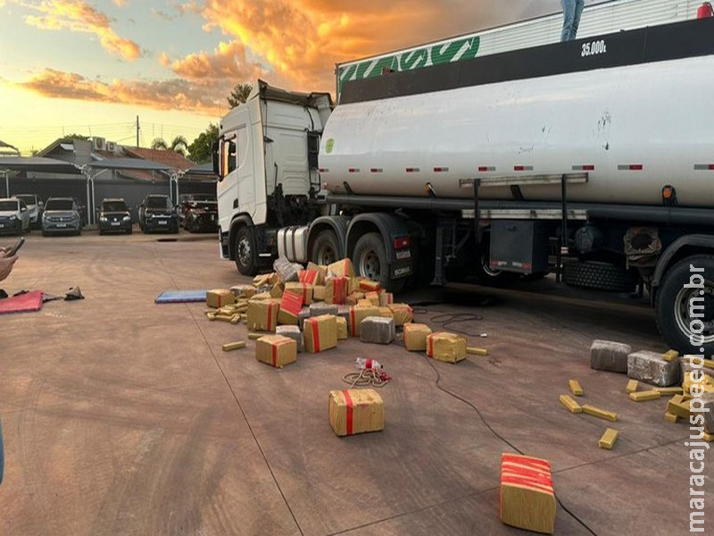 Polícia Federal apreende carreta com cerca de 8 toneladas de drogas, arma e munições em Água Clara
