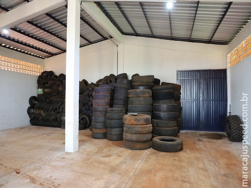 Prefeitura de Maracaju orienta sobre descarte correto de pneus usados no Ecoponto Municipal.