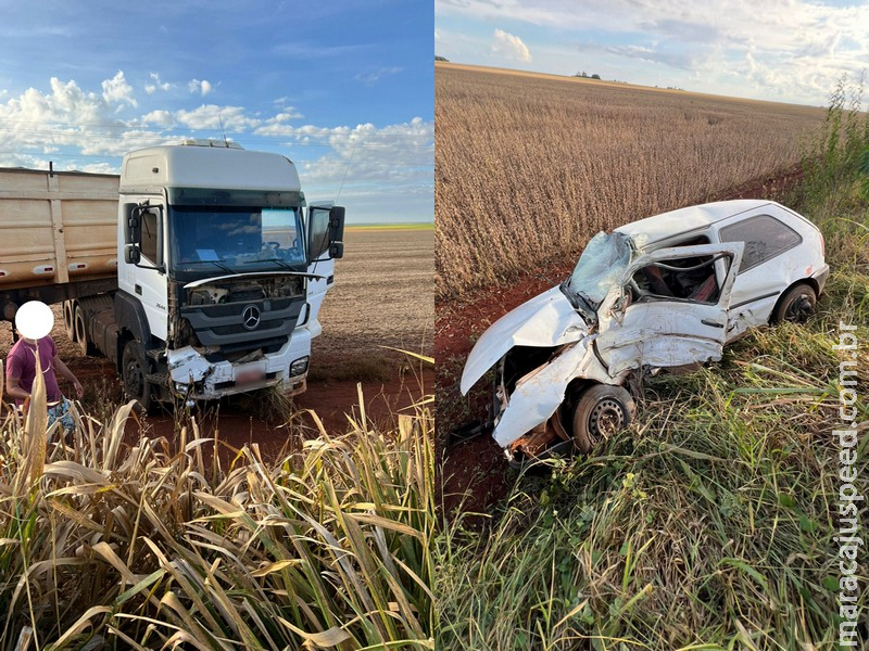 Acidente na BR-267: Colisão entre carreta e carro de passeio mobiliza socorro em Maracaju
