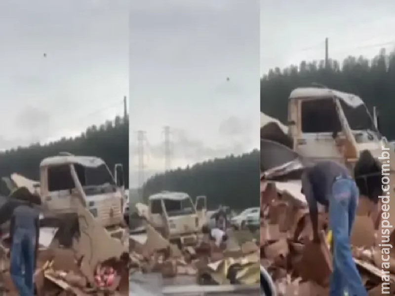 Caminhão se envolve em acidente na BR-262 e veículo é saqueado