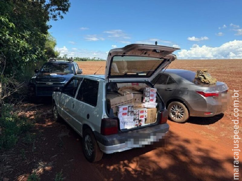 PF e PM/PR apreendem veículo carregado de cigarros contrabandeados