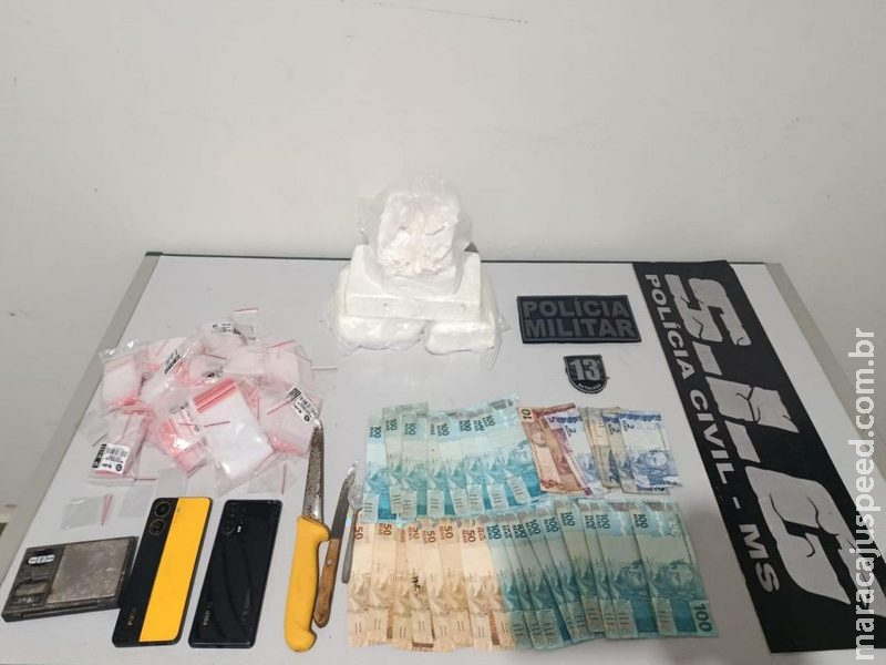 Polícias Civil e Militar prendem casal com mais de 3kg de cocaína em Aparecida do Taboado