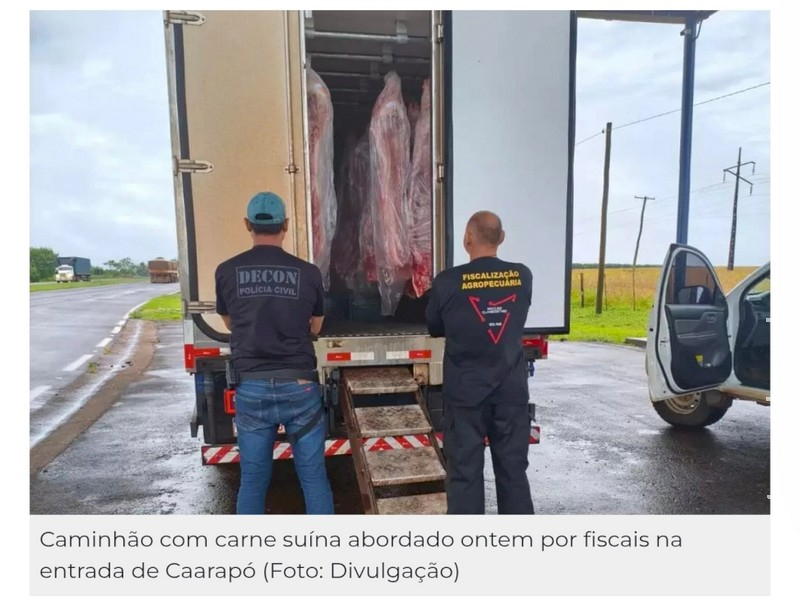 Abordagem em Juti leva polícia a entreposto com 4 toneladas de carne clandestina em Dourados 