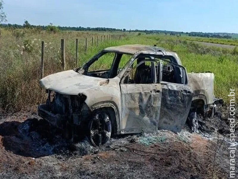 Corpo carbonizado é encontrado dentro de caminhonete incendiada em Coronel Sapucaia