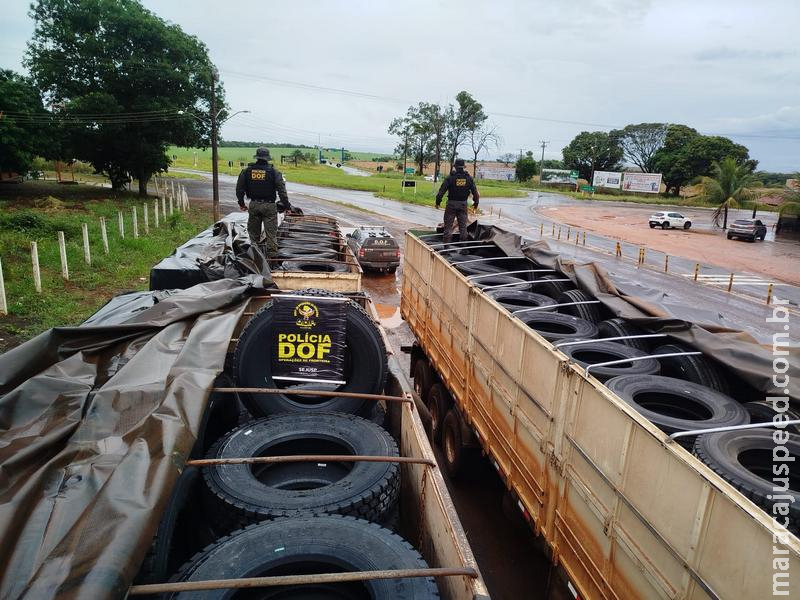 DOF apreende duas carretas carregadas com mais de R$ 1 milhão em pneus